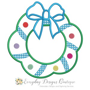Wreath Machine Embroidery Applique Design - Wreath Applique Design - Christmas Wreath Applique - Christmas Wreath Embroidery - Wreath