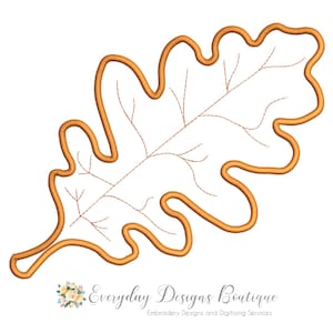 May include: A golden brown oak leaf with detailed veins, outlined in a thicker line. The leaf is isolated on a white background.