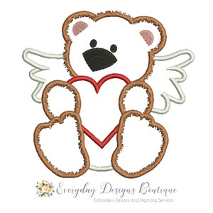 Cupid Bear Applique Design: Valentines Embroidery (Digital Download)