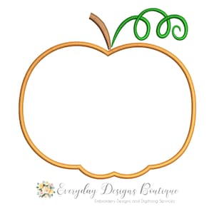 以下が含まれることがあります： 緑色の茎と茶色の茎を持つカボチャのシンプルなアウトライン。カボチャはオレンジ色で、茎は緑色です。