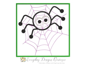 Spider Patch with Web Applique - Machine Embroidery Design (Digital Download)