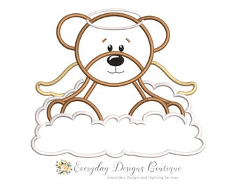 Angel Bear Applique Design in Machine Embroidery - Angel Bear applique - Cute Bear Applique - Christmas Bear Applique - Christmas Designs