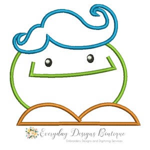 Blue Hair Monster Machine Embroidery Applique Design (Digital Download)