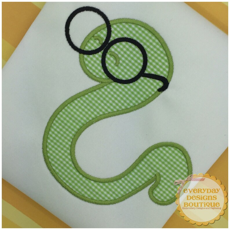 School Worm Applique Design for Machine Embroidery Instant Etsy