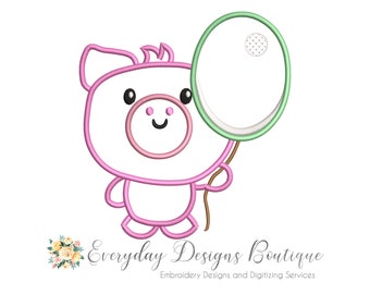 Geburtstag Schwein Applikation Design für Maschinenstickerei
