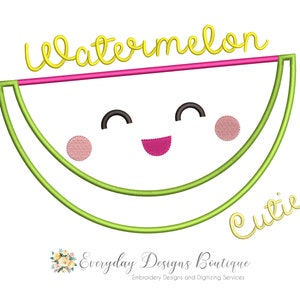 Watermelon Cutie Machine Embroidery Applique Design - Watermelon Applique - Summer Applique Designs - Summer Fun - Watermelon Embroidery