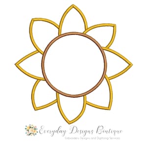 Borduurontwerp zonnebloem appliqué: quiltblokpatroon (digitale download)