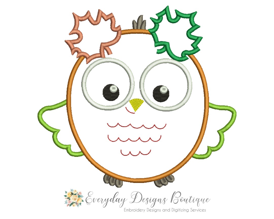 Fall Owl Machine Embroidery Applique Design (digital Download) - Etsy