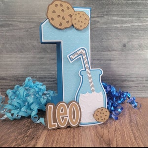 Cookie 3D Number Centerpiece, Milk and Cookies 3D Number