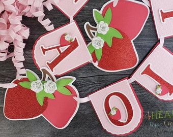 Strawberry Birthday Banner - Berry Sweet Banner - Strawberry Birthday