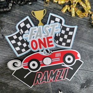 Race Car Cake Topper -Racing Cake Topper - Two Fast - Vintage Race Car