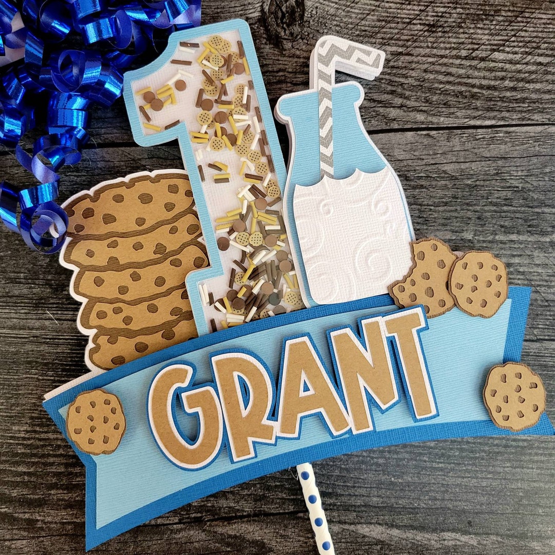 Cookies and Milk Cake Topper Milk and Cookies Cake Topper Cookie