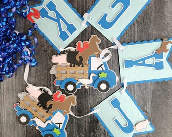 Blue Truck Birthday Banner
