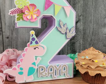 Girl Dinosaur 3D Number