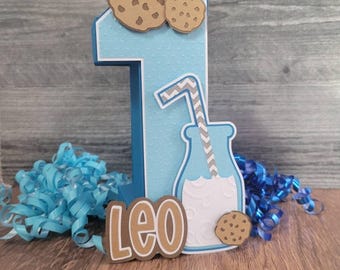 Cookie 3D Number Centerpiece: Milk and Cookies Party Decor