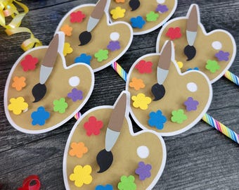 Artist Party Cupcake Toppers, Mini Paint PaletteToppers, Mini Easel cupcake toppers