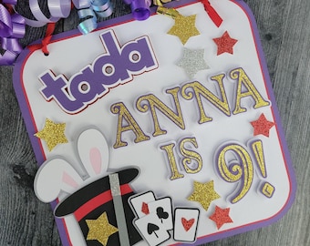 Magician Birthday Door Sign, Magic Show Sign