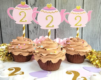 Teapot Cupcake Toppers: Tea Party Decorations