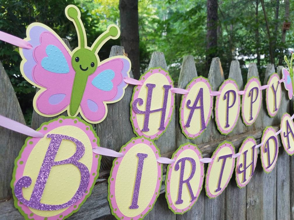 Butterfly Birthday Banner | Etsy