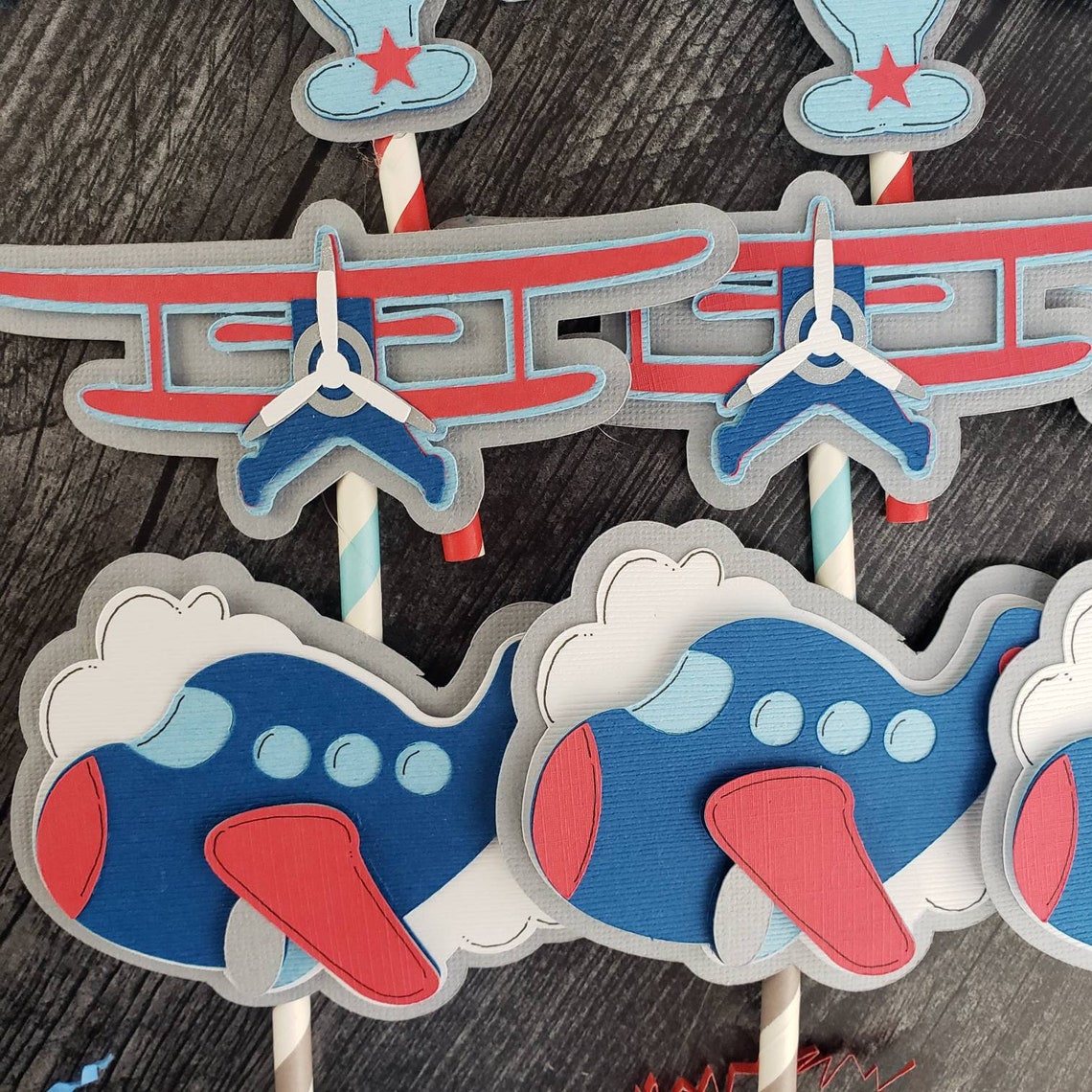 Airplane Cupcake Toppers Etsy