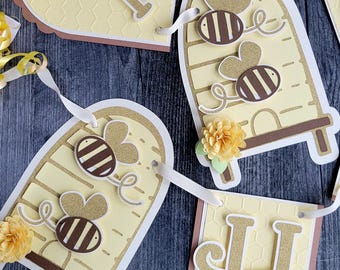 Happy Bee Day, Sweet as can Bee Birthday Banner, Baby Bee Banner, First Bee Day