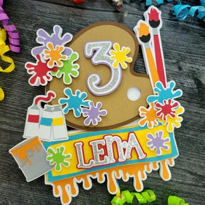 Painting Cake Topper: Colorful Art Theme - Rainbow or Pastel