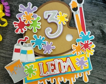 Painting Cake Topper: Colorful Art Theme - Rainbow or Pastel