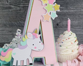 Unicorn 3D Letter or Number - Unicorn Party - Unicorn Birthday