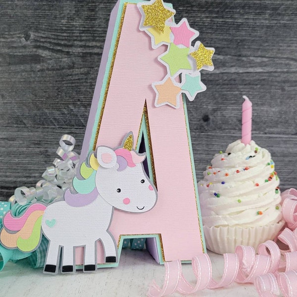 Unicorn 3D Letter or Number - Unicorn Party - Unicorn Birthday