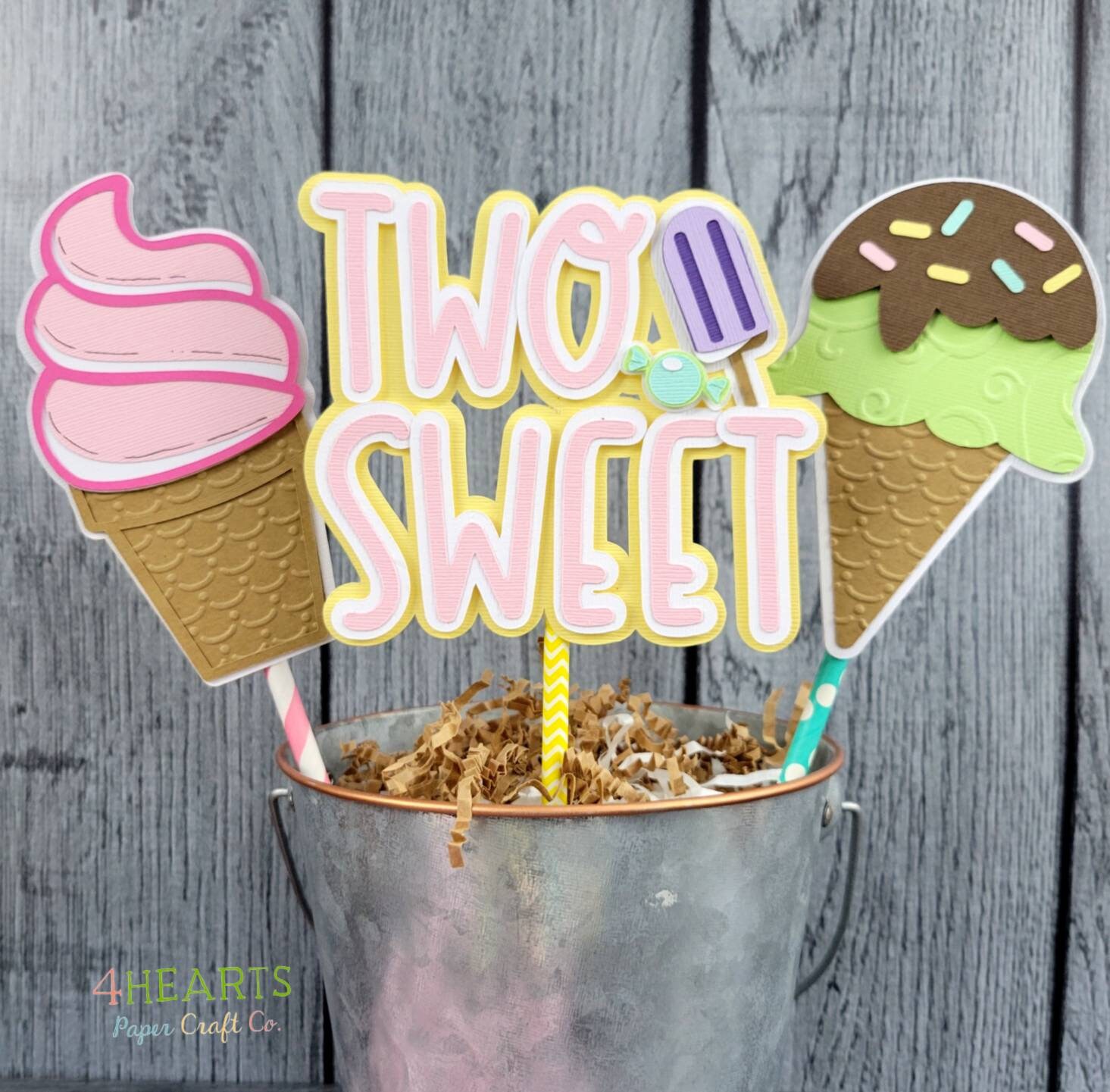 TWO Sweet Ice Cream Centerpiece Ice Cream Birthday Ice Cream Party