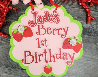 Strawberry Birthday Door Sign