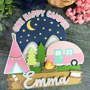 One Happy Camper Cake Topper for Girls