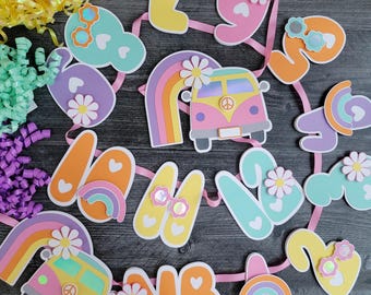 Groovy One Year Photo Banner: Milestone Party Decor