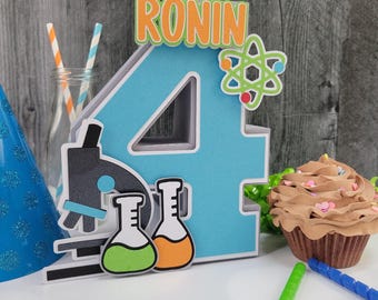 Science Birthday 3D Number: Microscope & Beaker Party Decor