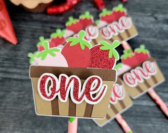 Strawberry Cupcake Toppers - Berry Sweet Birthday