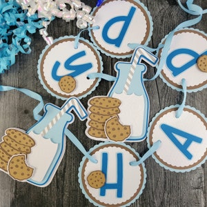 Cookie Birthday Banner, Milk and Cookies Banner