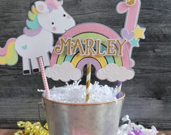Unicorn Birthday Centerpiece - Unicorn and Rainbow Tabletop decoration