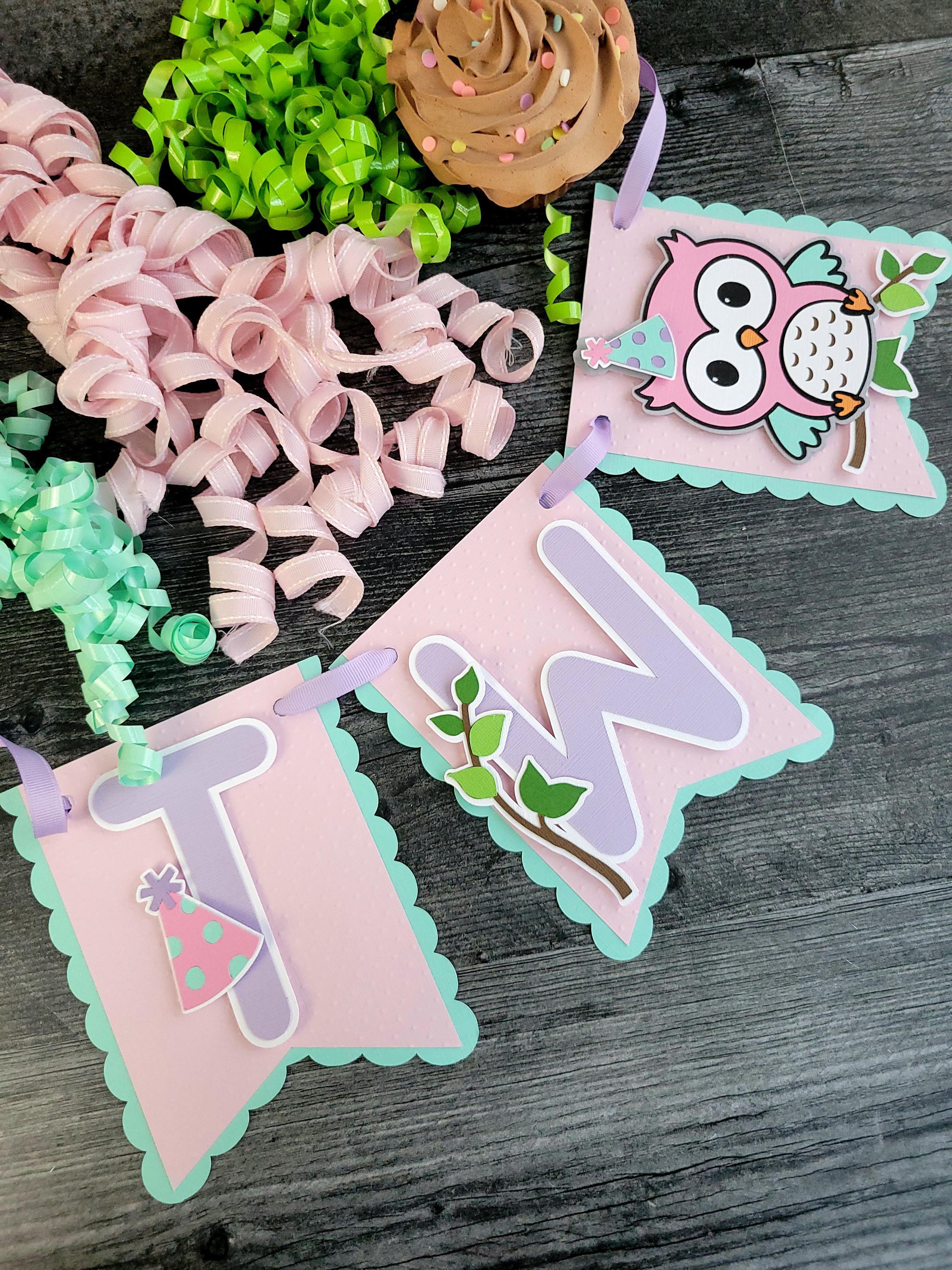 Look Whoo's Two High Chair Banner - Owl Birthday Banner
