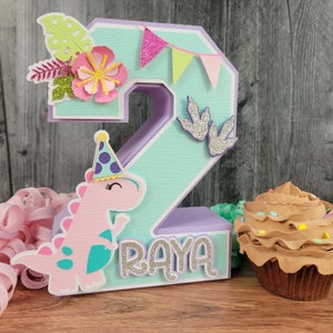 Dinosaur 3D Number or Letter - Girls Dinosaur Party - Girl Dinosaur Birthday