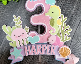 Under the Sea Cake Topper - Beach Birthday - Ocean Animals