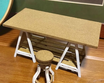 1:12 scale Dollshouse tool bench and stool