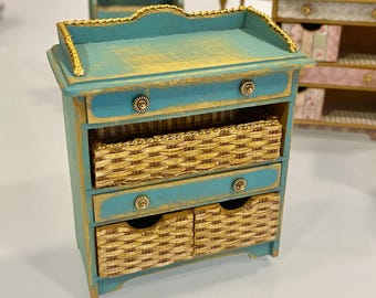 1:12 scale Dollshouse turquoise cabinet OOAK