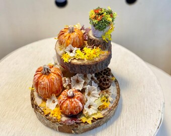 1:12 scale Dollshouse two tier tray with pumpkins C
