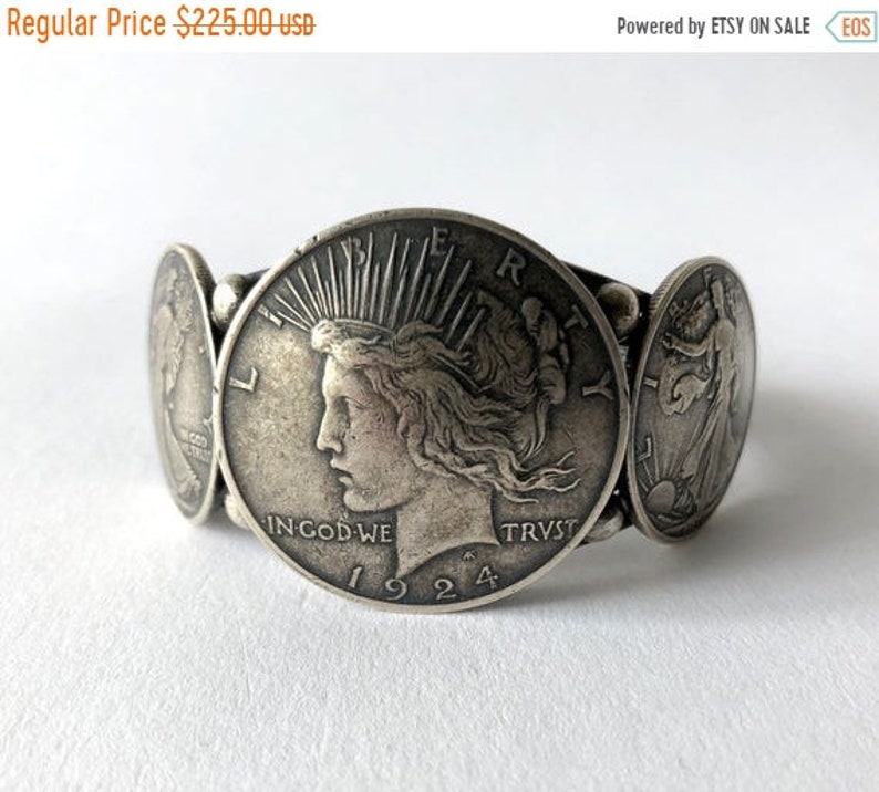 Summer Sale Buffalo Dancer Native American Sterling Silver Liberty Peace Walking Coin Cuff Bracelet