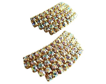 1960's Aurora Borealis Rhinestone Shoe Clips