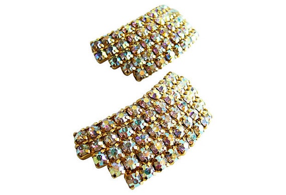 1960's Aurora Borealis Rhinestone Shoe Clips