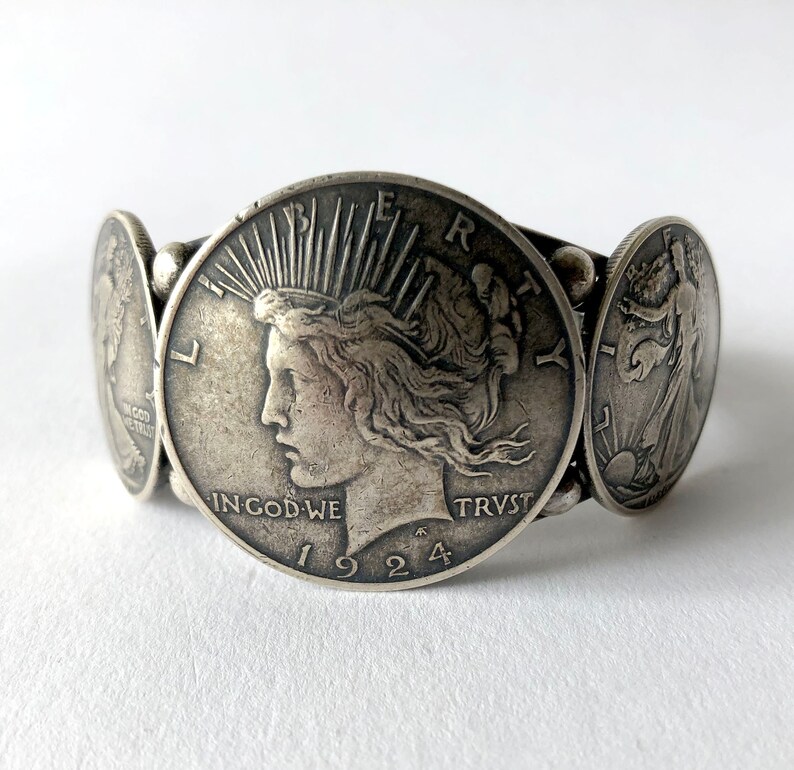 Summer Sale Buffalo Dancer Native American Sterling Silver Liberty Peace Walking Coin Cuff Bracelet