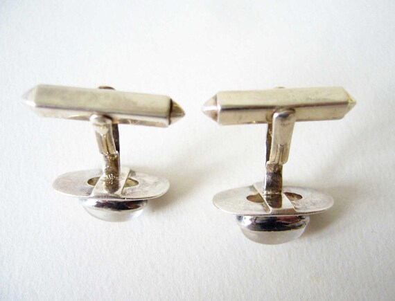 1960's Silver + Moonstone Cufflinks - image 3