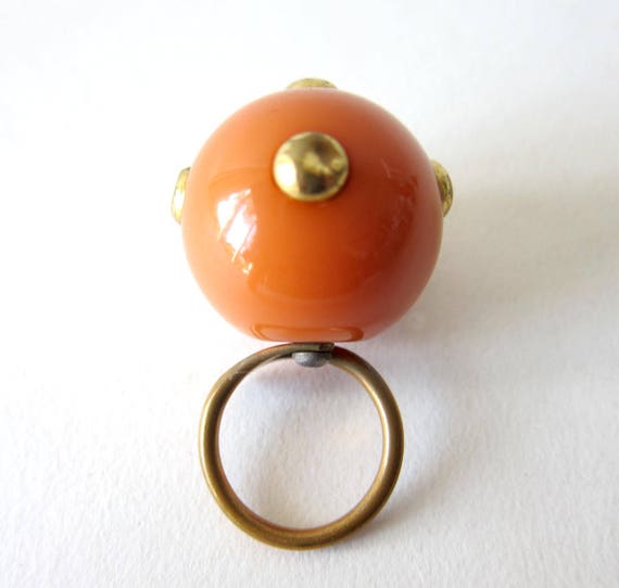 60s Kennth Jay Lane KJL Studded Go Go Ball Ring - image 2