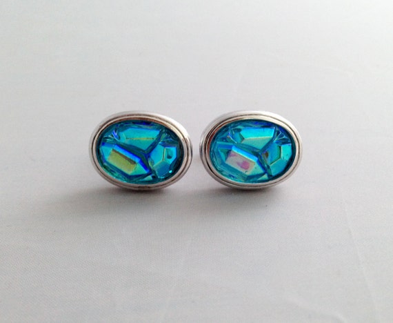 Mid Century Modern Sculpted Glass Cufflinks - image 1